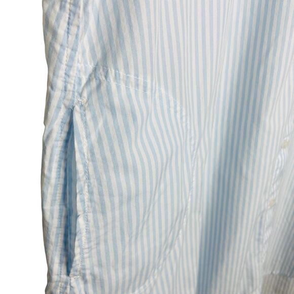 Miss Elaine Short Nightgown Size XL Sleeveless Button Stripe Cotton Light Blue - Picture 3 of 13